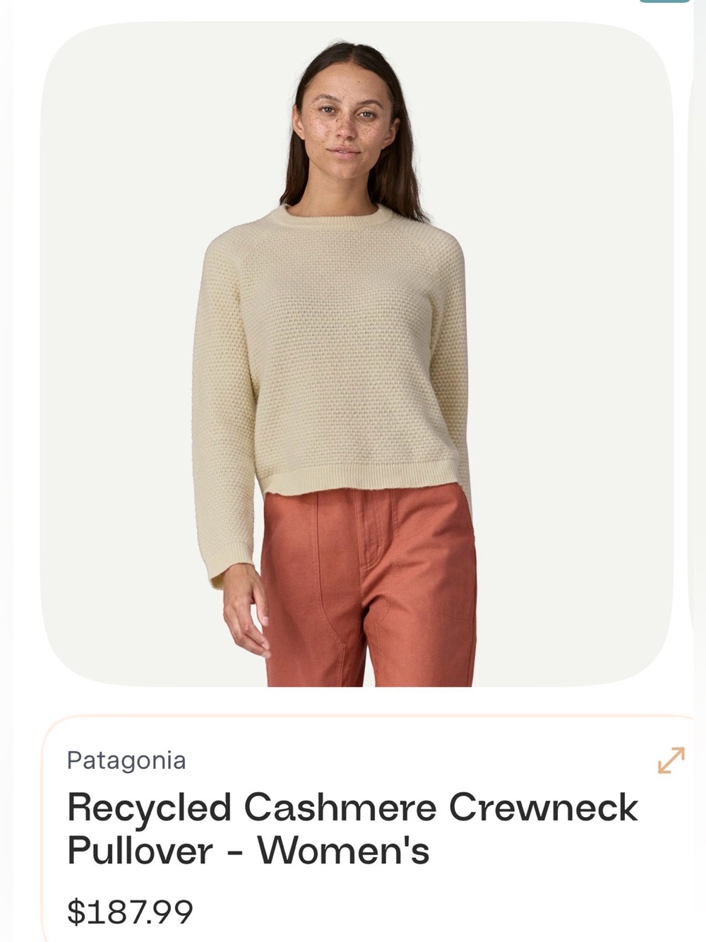 Patagonia Cream Recycled Cashmere Crewneck Sweater